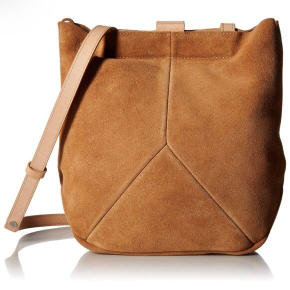 Ecco Handbags - Ecco purse in brown suede Leather Crossbody hobo bucket Bag